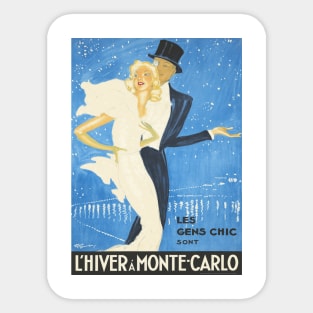 Winter in Monte Carlo - Beautiful Vintage Poster Design Sticker